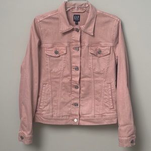 Gap Denim Chalk Pink Jean Jacket Button Front Stretch Size Small